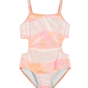 Maiô infantil recorte nas laterais tie dye rosa |