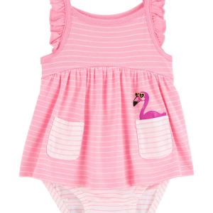 Banho de sol bebê com flamingo listrado rosa | Carter's