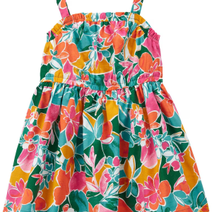 Vestido infantil floral em regata multicor |