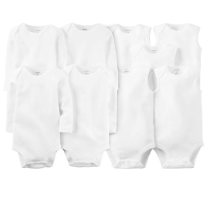 Kit body bebê 9 peças manga longa e regata branco |