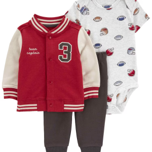 Conjunto longo bebê 3 peças futebol college multicor | Carter's