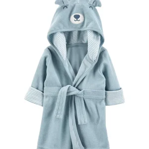Roupão de banho bebê ursinho com capuz peluciado azul |